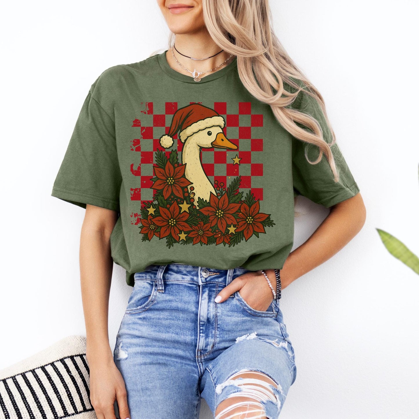 Christmas Gooses Shirt, Silly Goose Christmas Shirts, Xmas Gifts for Her, Trendy Holiday TShirt, Santa Goose Tee, Farm Lover Gift, Funny Tee