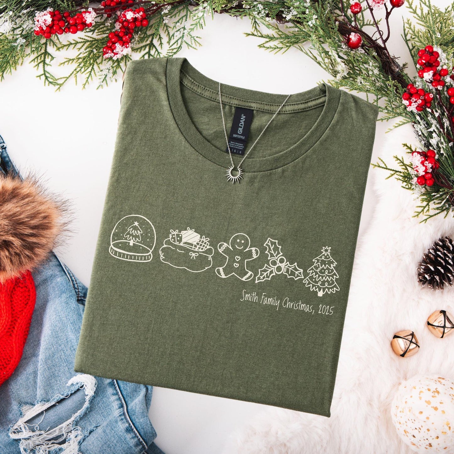 Custom Family Christmas Shirt, Personalized Name Xmas Shirts, Matching Family Holiday Tees, Group Christmas T-Shirts, Trendy Holiday Gifts