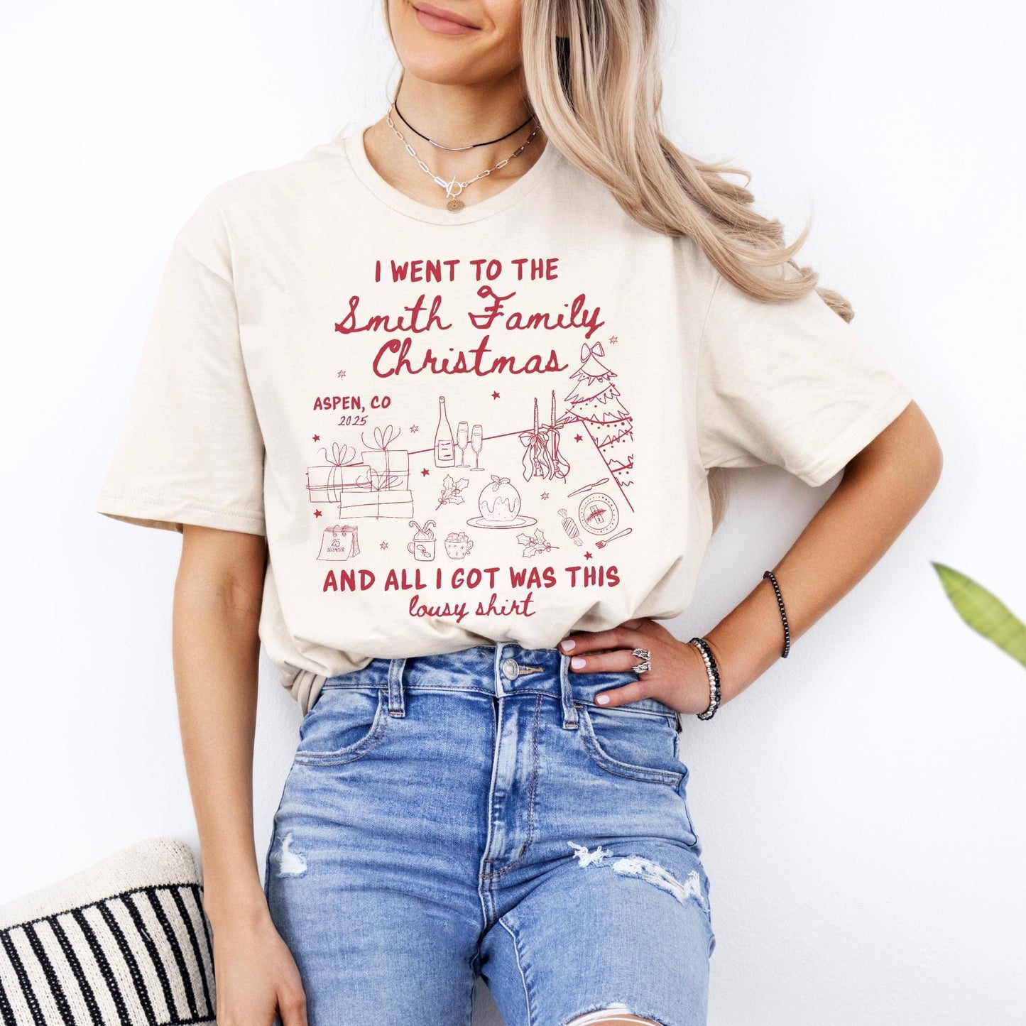 Custom Funny Family Christmas Shirt, Personalized Name Xmas Shirts, Matching Family Holiday Tees, Group Christmas T-Shirts, Trendy Holiday