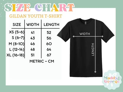 the size chart for a youth&#39;s t - shirt