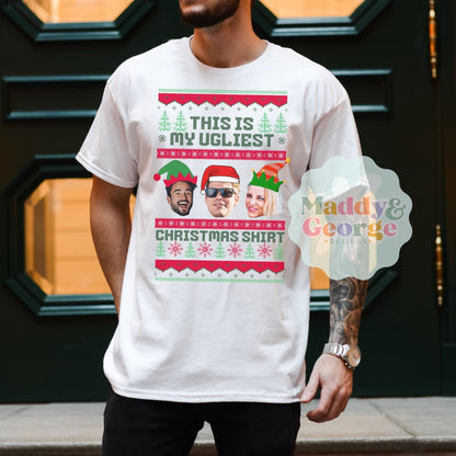 Custom Face Ugly Christmas Shirt, Personalized Ugly Christmas Sweater, Funny Christmas Shirts, Christmas Gift For Siblings, Custom Face Tee