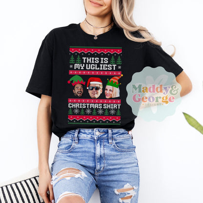 Custom Face Ugly Christmas Shirt, Personalized Ugly Christmas Sweater, Funny Christmas Shirts, Christmas Gift For Siblings, Custom Face Tee