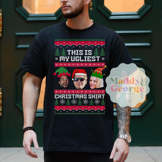 Custom Face Ugly Christmas Shirt, Personalized Ugly Christmas Sweater, Funny Christmas Shirts, Christmas Gift For Siblings, Custom Face Tee