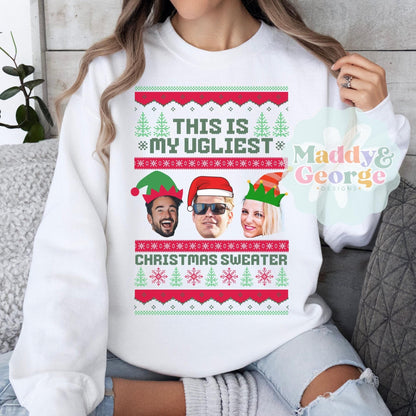 Custom Face Ugly Christmas Sweatshirt, Personalized Ugly Christmas Sweater, Funny Christmas Shirts, Christmas Gift For Siblings, Custom Face