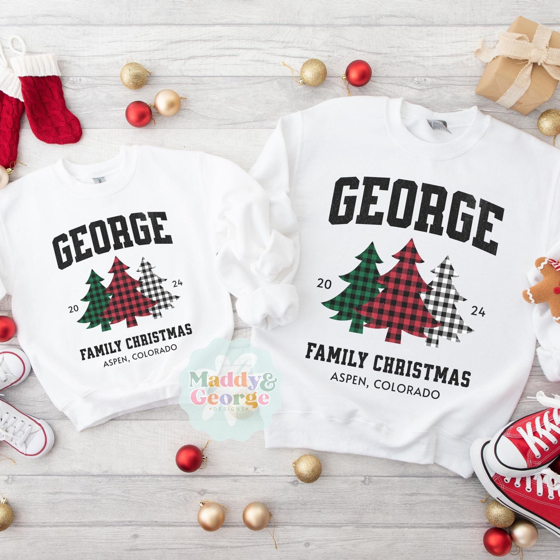 Custom Family Matching Christmas Sweatshirt, Mommy and Me Sweaters, Cute Winter Sweater, Personalized Name Christmas Family Crewneck, Xmas