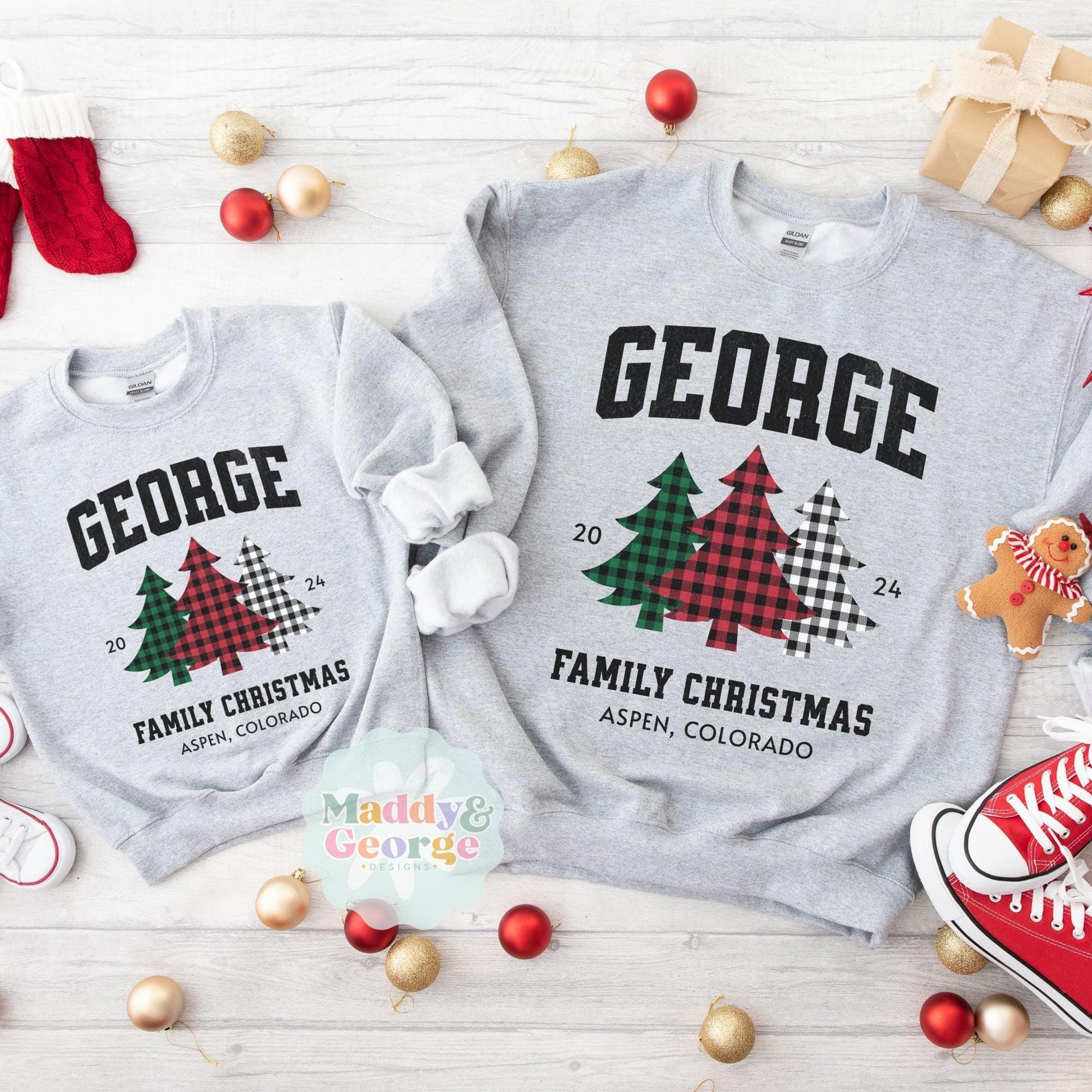 Custom Family Matching Christmas Sweatshirt, Mommy and Me Sweaters, Cute Winter Sweater, Personalized Name Christmas Family Crewneck, Xmas
