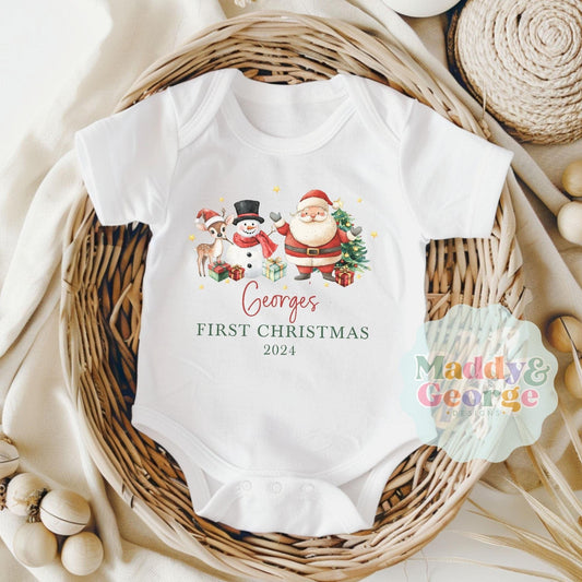 Personalized Christmas Romper, Custom First Christmas Baby Boy Clothes, Christmas Bodysuit, Holiday Baby Outfit, Custom Name Baby Boy Gift