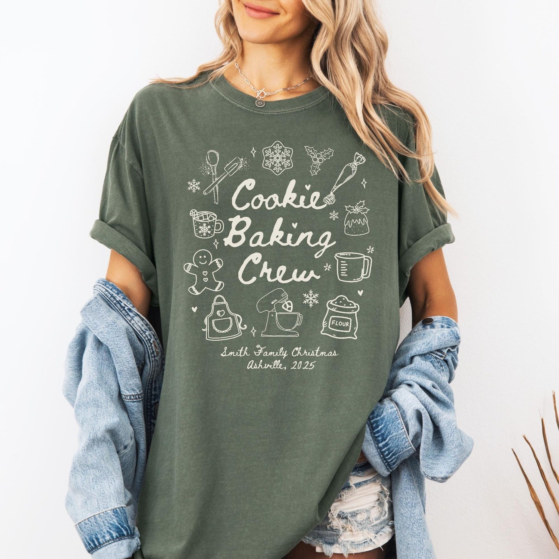 Custom The Cookie Crew Comfort Colors Shirt, Christmas Baking Crew Shirts, Family Christmas Shirt, Matching Family Shirts, Gift for Baker,