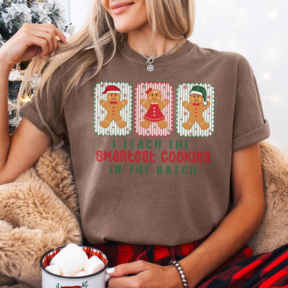 Gingerbread Teacher Christmas Comfort Colors Shirt, Teacher of Smart Cookies Tee, Teaching Team T-Shirt, Cute Teacher Gift, Holiday Gifts