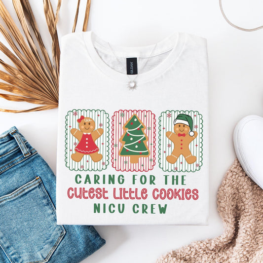 Christmas NICU Shirt, Neonatal ICU T-Shirt, NICU Crew Christmas Shirt, Cute Gingerbread Nurse Tee, Nicu Nurse Gifts, Xmas Nicu Rn Tee