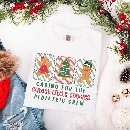 Christmas Pediatric Nurse Comfort Colors Shirt, Ped T-Shirt, Pediatric Crew Christmas Shirt, Cute Gingerbread Nurse Tee, Gift for Peds Nurse