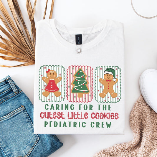 Christmas Pediatric Nurse Shirt, Ped T-Shirt, Pediatric Crew Christmas Shirt, Cute Gingerbread Nurse Tee, Gift for Peds Nurse, School Nurse