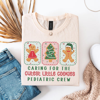 Christmas Pediatric Nurse Shirt, Ped T-Shirt, Pediatric Crew Christmas Shirt, Cute Gingerbread Nurse Tee, Gift for Peds Nurse, School Nurse