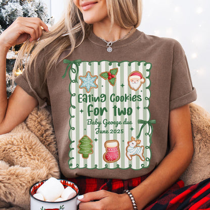 Custom Christmas Pregnancy Announcement Comfort Colors Shirt, Christmas Baby Reveal Tee, Pregnant Holiday Shirt, Gingerbread Cookie Reveal
