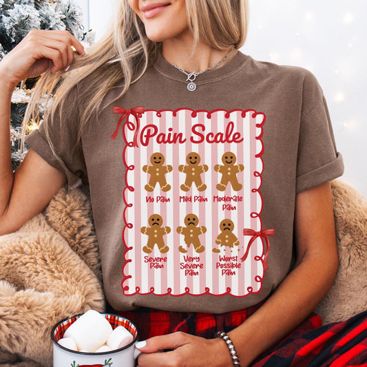 Funny Nurse Christmas Comfort Colors Shirt, Pain Scale T-Shirt, Gingerbread Nurse Tee, Christmas Gift for Nurse, Doctor Holiday Crewneck, RN
