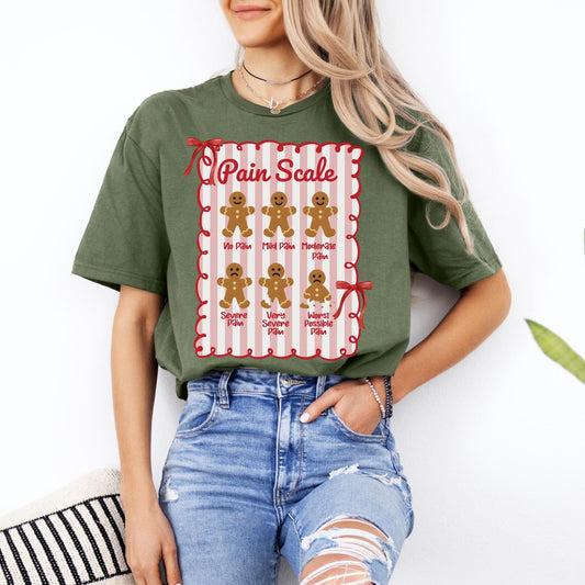 Funny Nurse Christmas Shirt, Pain Scale T-Shirt, Gingerbread Nurse Tee, Christmas Gift for Nurse, Doctor Holiday Crewneck, RN Xmas Shirts