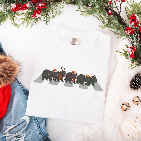 Tasmanian Devil Christmas Comfort Colors Shirt, Australian Animals Tee, Matching Family Aussie Christmas T-Shirt, Funny Christmas Shirts,