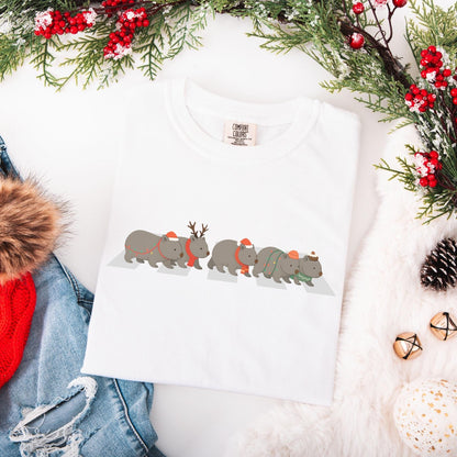 Wombat Christmas Comfort Colors Shirt, Australian Animals Tee, Matching Family Aussie Christmas T-Shirt, Funny Christmas Shirts, Expat Xmas