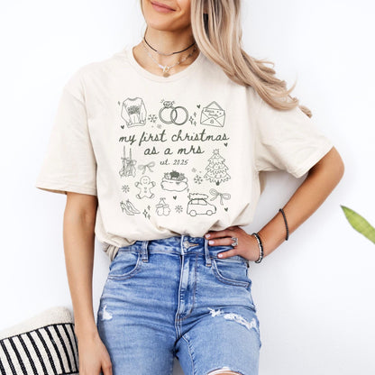 Custom Newlywed Wife Christmas Shirt, First Christmas Married, Personalized Wifey Xmas Tee, Just Married Christmas Gifts, Holiday Party