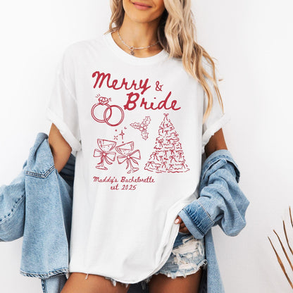 Custom Christmas Bachelorette Comfort Colors Shirt, Personalized Bridal Party Tees, Trendy Bach, Winter Bach Party Gift, Bridesmaid Proposal