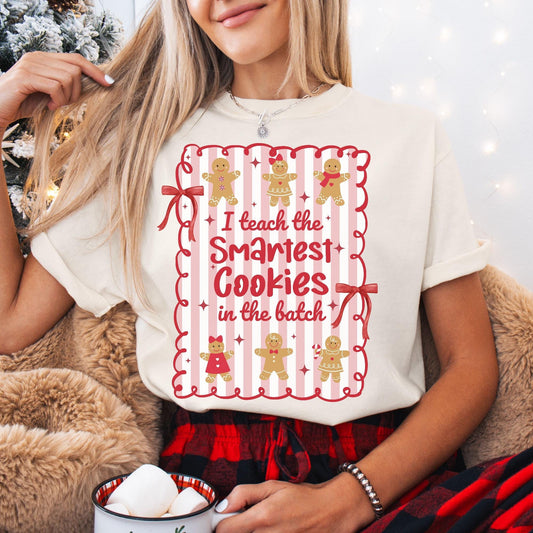 Gingerbread Teacher Christmas Comfort Colors Shirt, Teacher of Smart Cookies Tee, Teaching Team T-Shirt, Cute Teacher Gift, Holiday Gifts