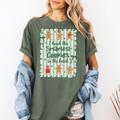Gingerbread Teacher Christmas Comfort Colors Shirt, Teacher of Smart Cookies Tee, Teaching Team T-Shirt, Cute Teacher Gift, Holiday Gifts