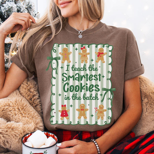 Gingerbread Teacher Christmas Comfort Colors Shirt, Teacher of Smart Cookies Tee, Teaching Team T-Shirt, Cute Teacher Gift, Holiday Gifts