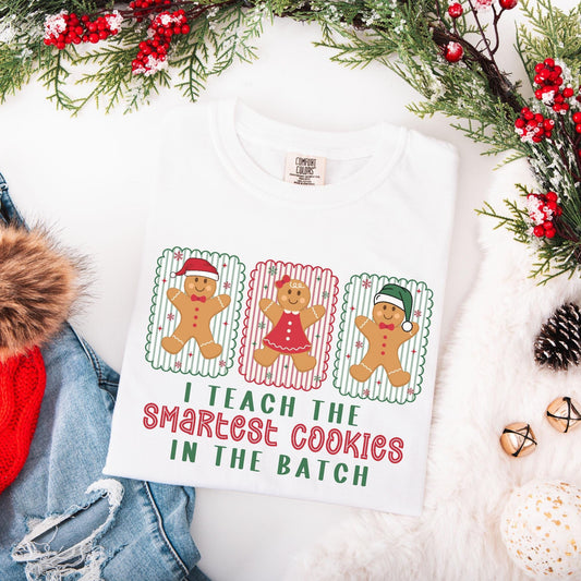 Gingerbread Teacher Christmas Comfort Colors Shirt, Teacher of Smart Cookies Tee, Teaching Team T-Shirt, Cute Teacher Gift, Holiday Gifts