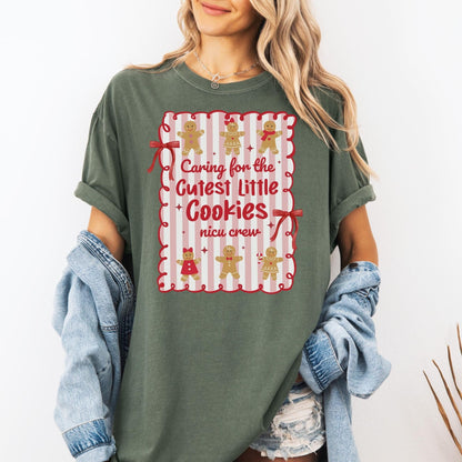 Christmas NICU Comfort Colors Shirt, Neonatal ICU T-Shirt, NICU Crew Christmas Shirt, Cute Gingerbread Nurse Tee, Nicu Nurse Gifts, Nicu Rn