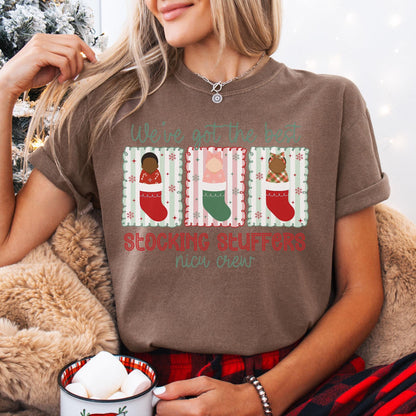 NICU Nurse Christmas Comfort Colors Shirt, Neonatal ICU T-Shirt, NICU Crew Christmas Shirts, Holiday Gifts for Neonatal Nurse, Matching Tees