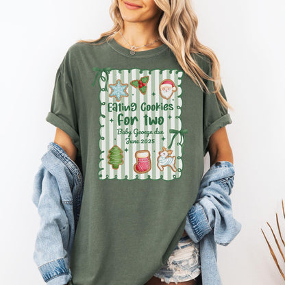 Custom Christmas Pregnancy Announcement Comfort Colors Shirt, Christmas Baby Reveal Tee, Pregnant Holiday Shirt, Gingerbread Cookie Reveal