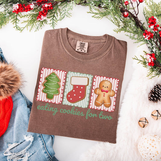 Christmas Pregnancy Announcement Comfort Colors Shirt, Christmas Baby Reveal Tee, Pregnant Holiday TShirt, Gingerbread Cookie Reveal, Xmas