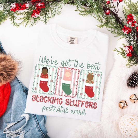 Christmas Nurse Midwife Comfort Colors Shirt, Postnatal Ward Holiday T-Shirt, OBGYN Christmas Gift, Matching Midwife Tees, RN Xmas Shirts