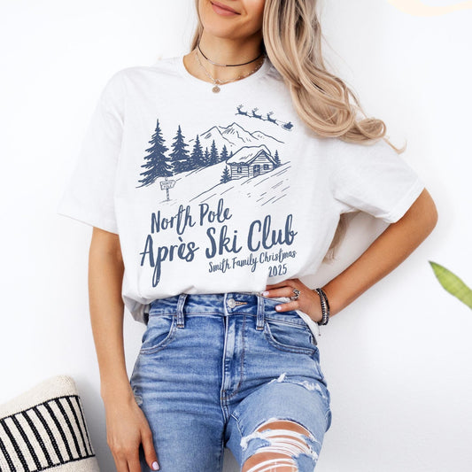 Custom Après Ski Club Shirt, Matching Family Christmas Tshirts, Christmas Group Tees, Ski Vacation Gifts, Trendy Holiday Gift, Vintage Santa