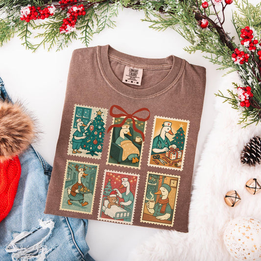 Nurse Goose Christmas Comfort Color Shirt, Registered Silly Goose Nurse Shirts, Xmas Stamp T-Shirt, Matching RN Holiday Tee, Gift for ER RN