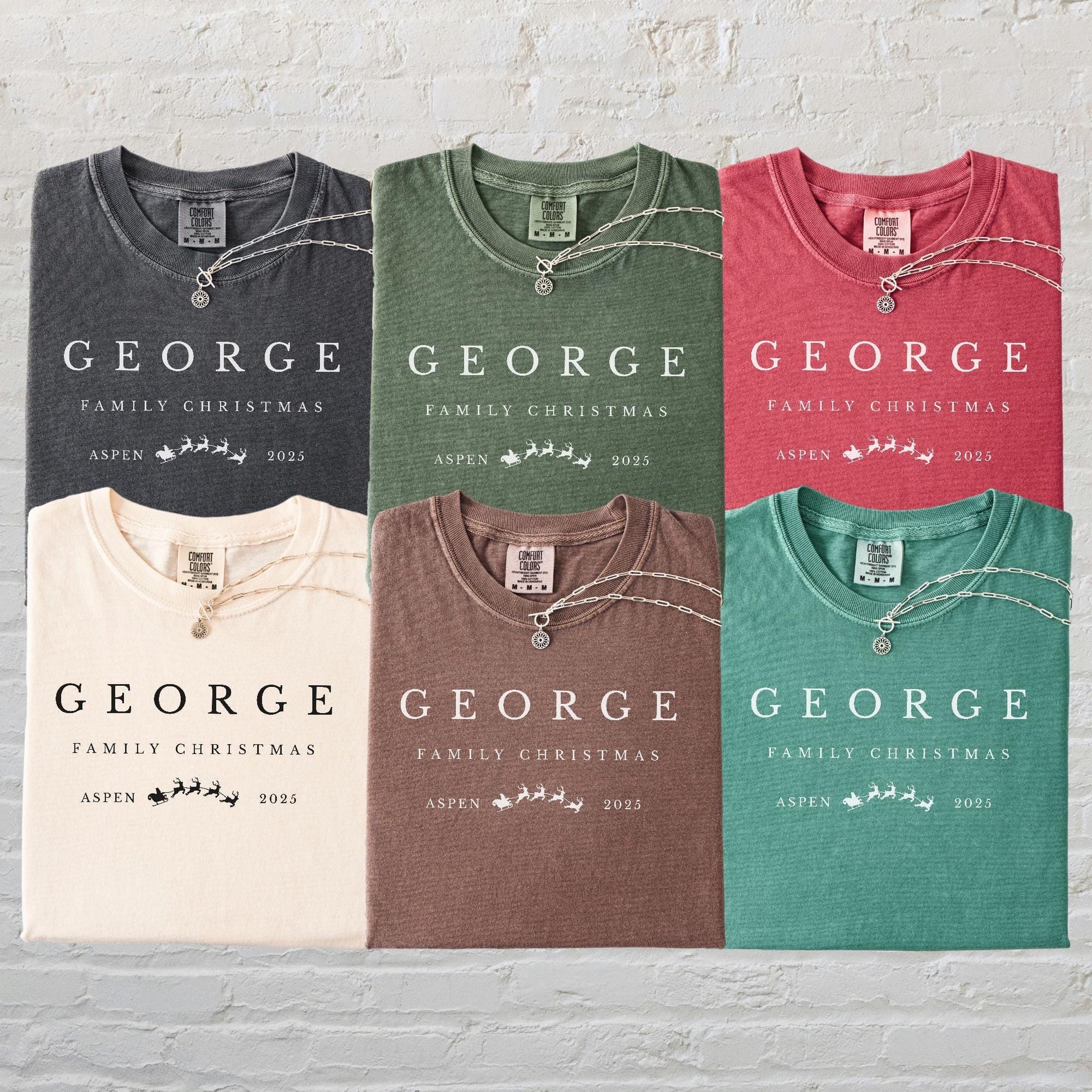 Custom Family Christmas Comfort Colors Shirt, Personalized Name Xmas Shirts, Family Christmas Pajamas, Matching Holiday Tees, Group T-Shirts