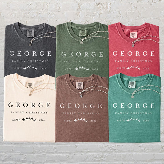 Custom Family Christmas Comfort Colors Shirt, Personalized Name Xmas Shirts, Family Christmas Pajamas, Matching Holiday Tees, Group T-Shirts