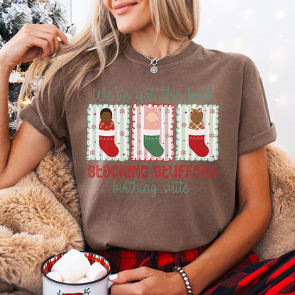Christmas Birthing Suite Nurse Comfort Colors Shirt, L&D Nurse Christmas T-Shirt, OB Nurse Christmas Gift, Matching Midwife Xmas Tees, OBGYN