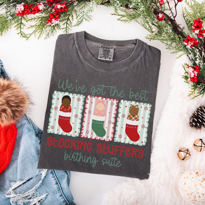 Christmas Birthing Suite Nurse Comfort Colors Shirt, L&D Nurse Christmas T-Shirt, OB Nurse Christmas Gift, Matching Midwife Xmas Tees, OBGYN