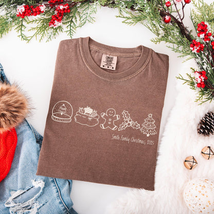 Custom Family Christmas Comfort Colors Shirt, Personalized Name Xmas Shirts, Family Christmas Pajamas, Matching Holiday Tees, Funny T-Shirts