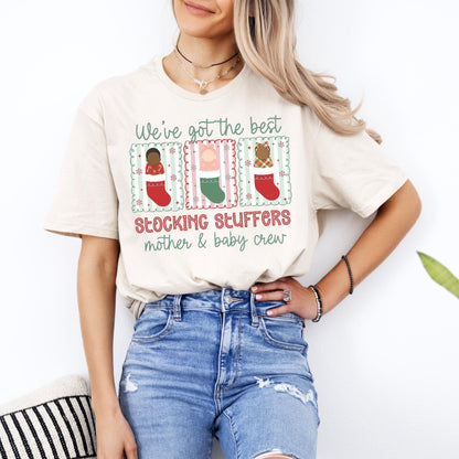 Christmas Mother and Baby Nurse Shirt, Mother Baby Unit T-Shirt, L&D Nurse Christmas Gift, Matching MBU Crew Tees, Postpartum Nurse Gifts
