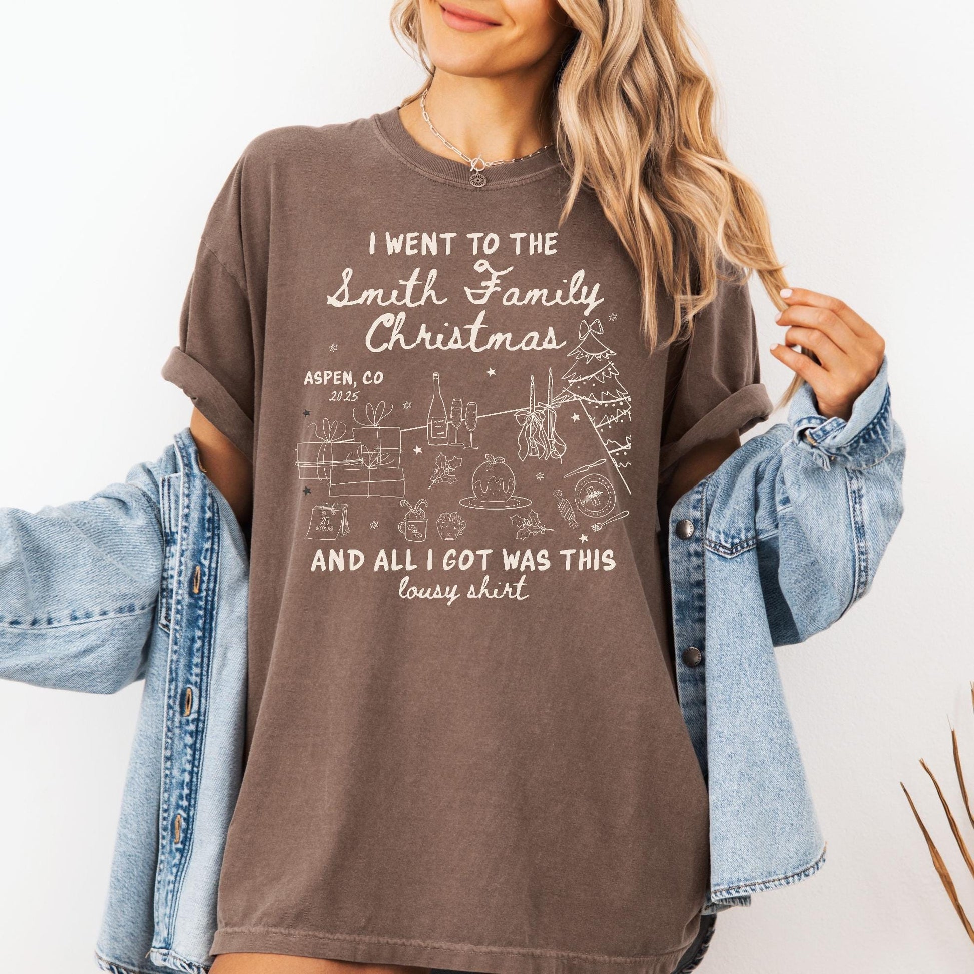 Custom Family Christmas Comfort Colors Shirt, Personalized Name Xmas Shirts, Family Christmas Pajamas, Matching Holiday Tees, Funny T-Shirts