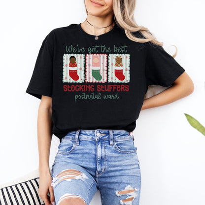 Nurse Midwife Christmas Shirt, Postnatal Ward Holiday T-Shirt, Matching Midwife Xmas Tees, Gifts for Midwives, OBGYN Christmas, RN Holiday
