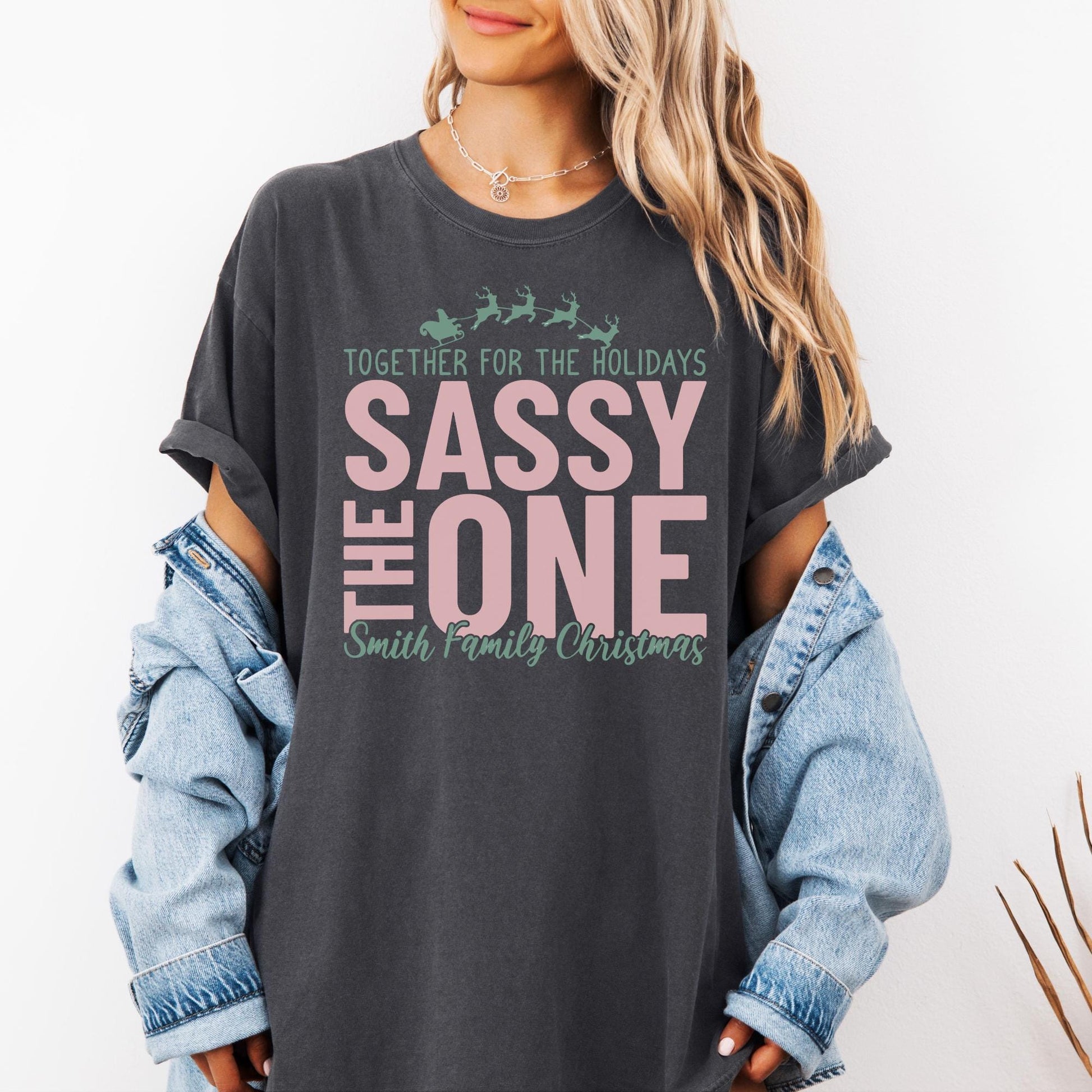 Custom Family Christmas Comfort Colors Shirt, Personalized Name Xmas Shirts, Family Christmas Pajamas, Matching Holiday Tees, Funny T-Shirts