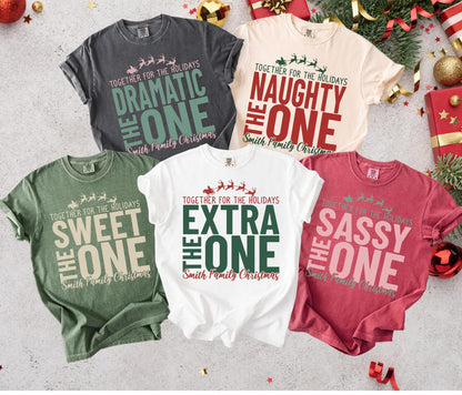 Custom Family Christmas Comfort Colors Shirt, Personalized Name Xmas Shirts, Family Christmas Pajamas, Matching Holiday Tees, Funny T-Shirts