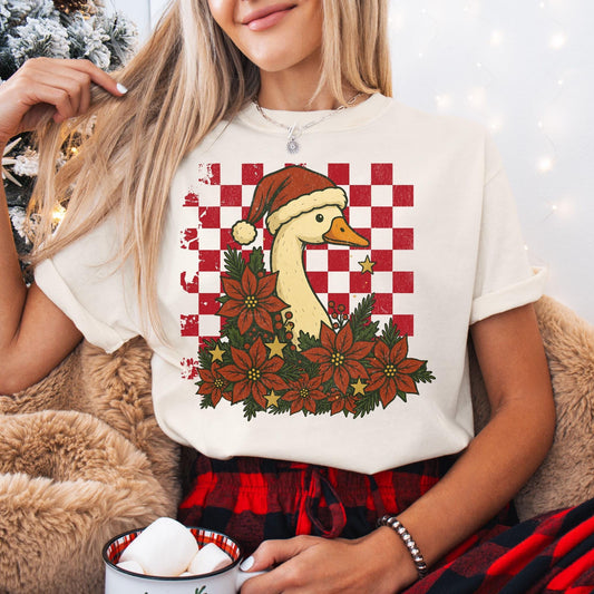 Christmas Goose Comfort Colors Shirt, Silly Goose Christmas Shirts, Xmas Gifts for Her, Trendy Holiday TShirt, Santa Goose Tee, Farm Lover