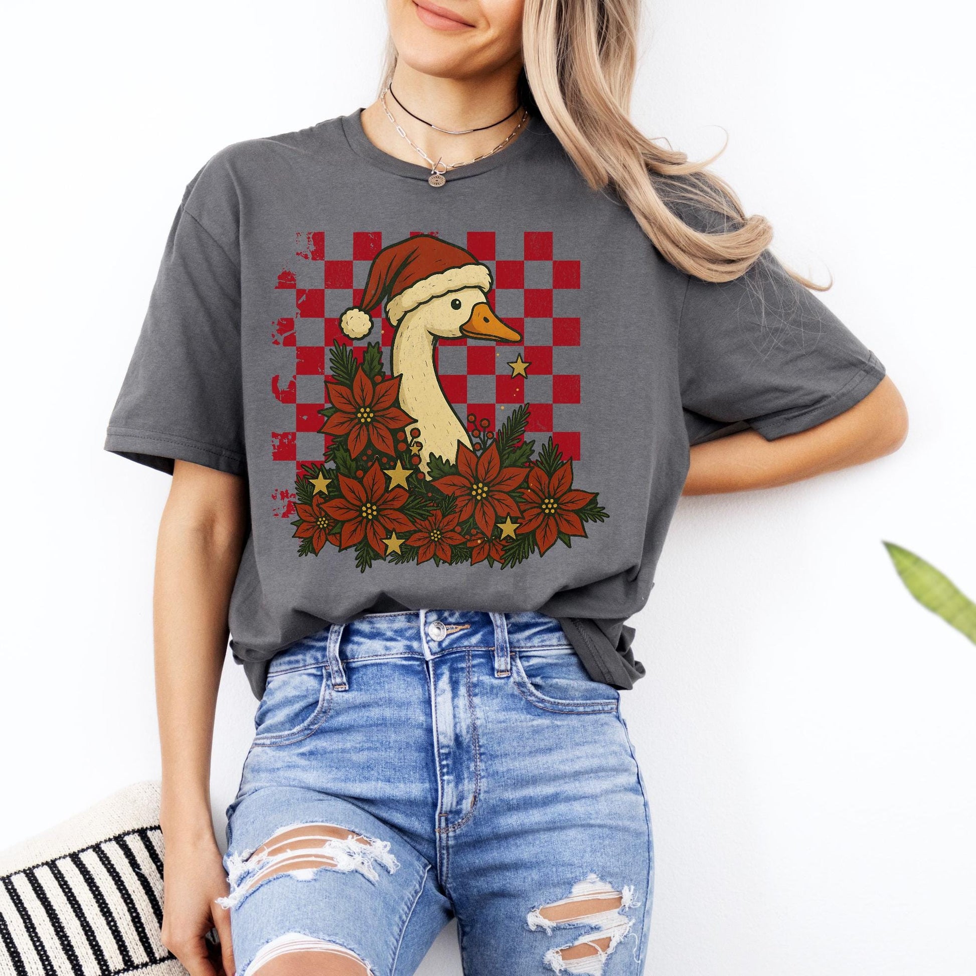 Christmas Gooses Shirt, Silly Goose Christmas Shirts, Xmas Gifts for Her, Trendy Holiday TShirt, Santa Goose Tee, Farm Lover Gift, Funny Tee