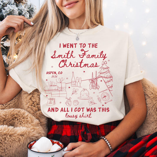 Custom Family Christmas Comfort Colors Shirt, Personalized Name Xmas Shirts, Family Christmas Pajamas, Matching Holiday Tees, Funny T-Shirts