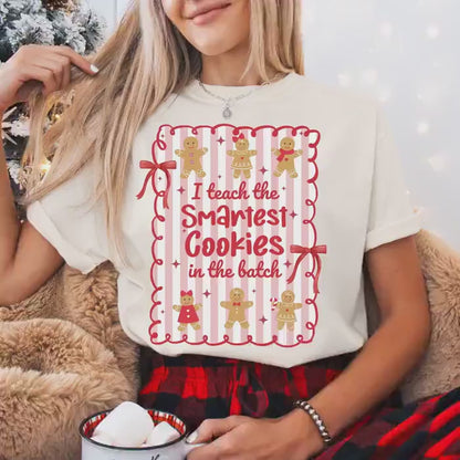 Gingerbread Teacher Christmas Comfort Colors Shirt, Teacher of Smart Cookies Tee, Teaching Team T-Shirt, Cute Teacher Gift, Holiday Gifts