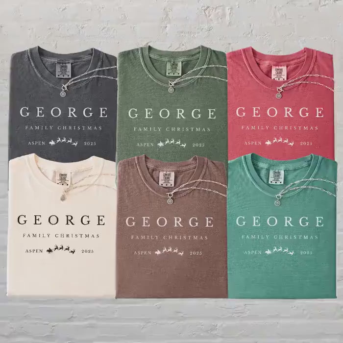 Custom Family Christmas Comfort Colors Shirt, Personalized Name Xmas Shirts, Family Christmas Pajamas, Matching Holiday Tees, Group T-Shirts